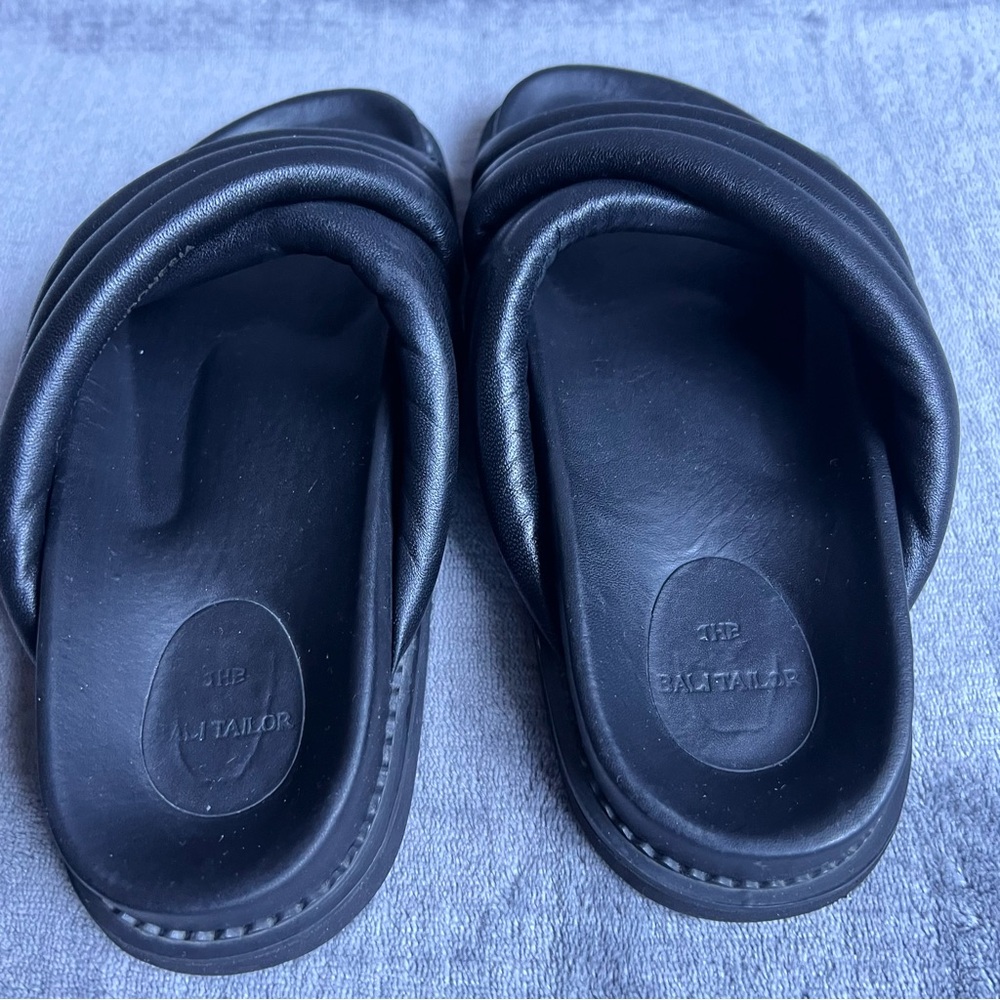 The Bali Tailor Oska Sandals Sz 39 US 8 Black Slides Casual Soft Beach Summer - Picture 6 of 14